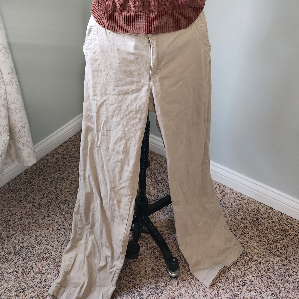Beige Wide-Leg Pants